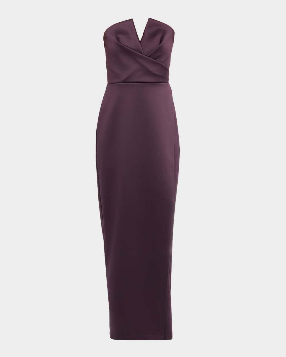 Strapless Bonded Satin Column Gown